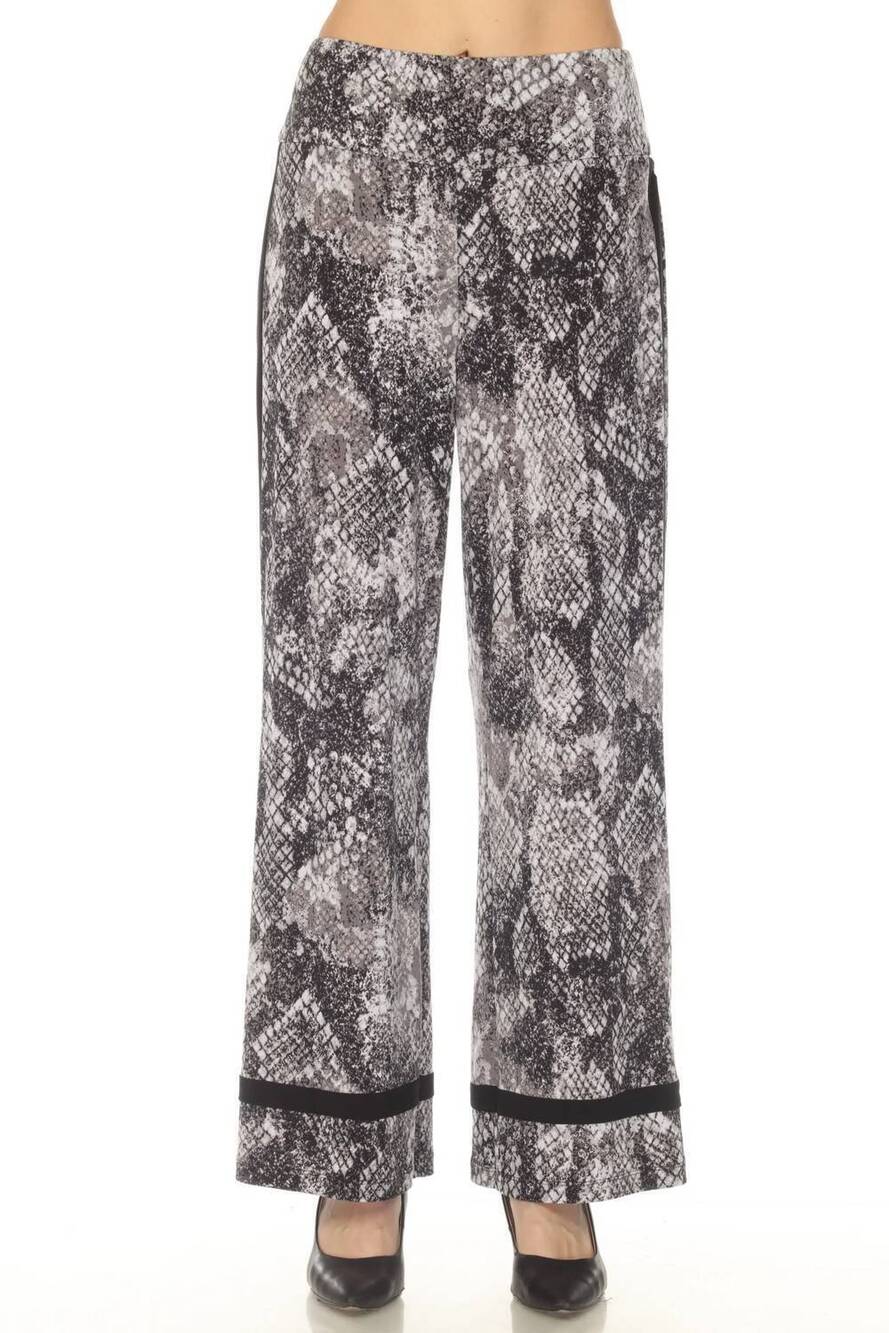NEW JOSEPH RIBKOFF snakeskin wide leg pant in grey/black